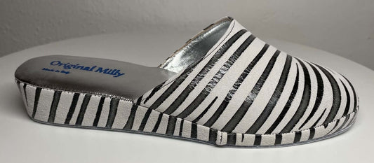 Original Milly 9002 Camoscio Zebrato Nero (PelleTop) Ciabatta da camera donna