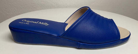 Original Milly 0075 Nappa Blu (PelleTop) Ciabatta da camera Donna
