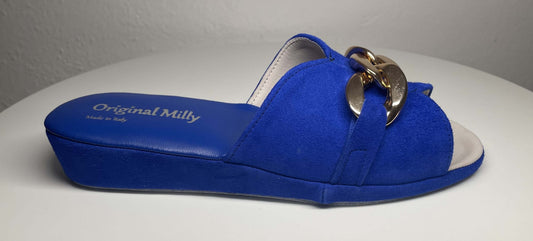 Original Milly 0106 Camoscio Blu (PelleTop) Ciabatta da camera Donna