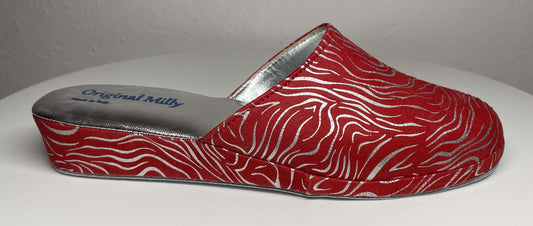 Original Milly 9002 Camoscio Zebrato Rosso (PelleTop) Ciabatta da camera donna