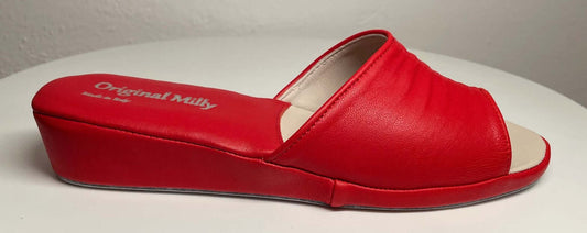 Original Milly 0075 Nappa Rosso (PelleTop) Ciabatta da camera Donna
