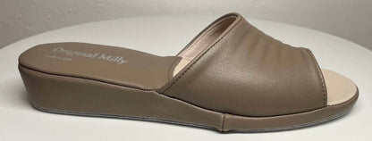 Original Milly 0075 Nappa Taupe (PelleTop) Ciabatta da camera Donna