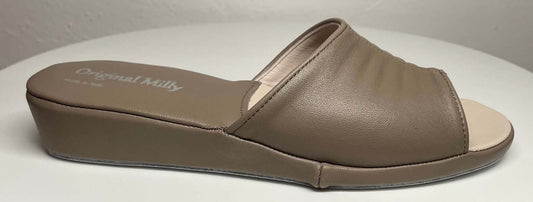 Original Milly 0075 Nappa Taupe (PelleTop) Ciabatta da camera Donna