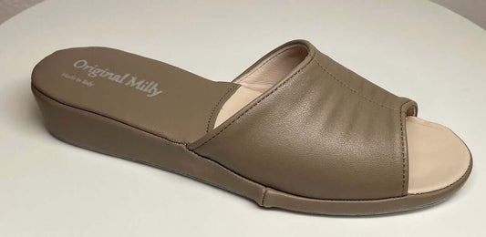 Original Milly 0075 Nappa Taupe (PelleTop) Ciabatta da camera Donna