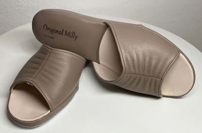 Original Milly 0075 Nappa Taupe (PelleTop) Ciabatta da camera Donna