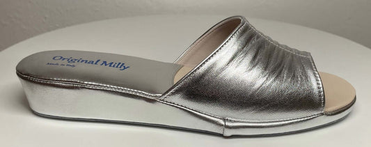 Original Milly 0075 Nappa Argento(PelleTop) Ciabatta da camera Donna