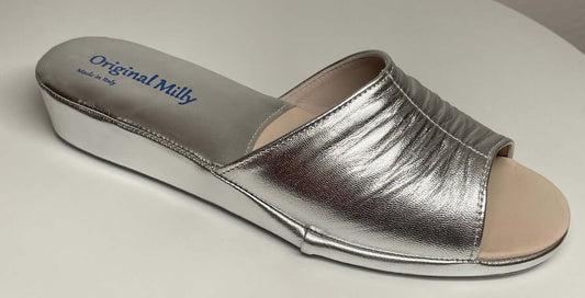 Original Milly 0075 Nappa Argento(PelleTop) Ciabatta da camera Donna