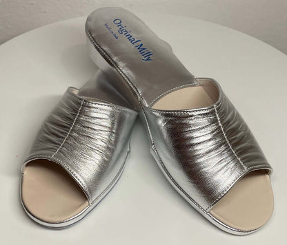 Original Milly 0075 Nappa Argento(PelleTop) Ciabatta da camera Donna