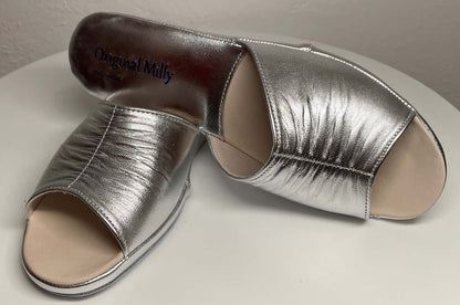 Original Milly 0075 Nappa Argento(PelleTop) Ciabatta da camera Donna