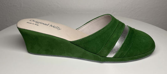 Original Milly 0706 Camoscio Verde (PelleTop) Ciabatta da camera Donna
