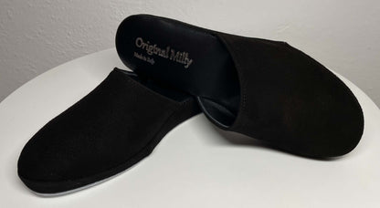 Original Milly 9002 Camoscio Nero (PelleTop) Ciabatta da camera donna