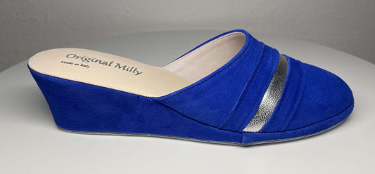Original Milly 0706 Camoscio Blu (PelleTop) Ciabatta da camera Donna