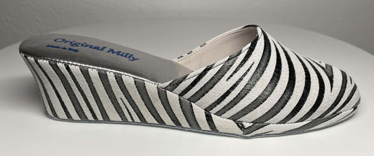 Original Milly 9001 Zebrato Nero (PelleTop) Ciabatta da camera donna