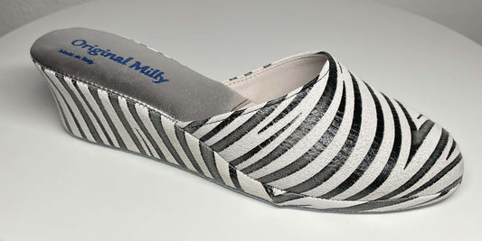 Original Milly 9001 Zebrato Nero (PelleTop) Ciabatta da camera donna
