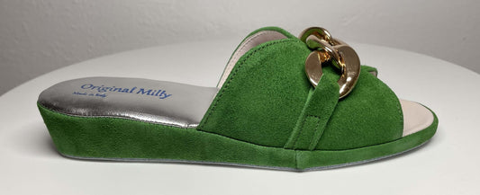 Original Milly 0106 Camoscio Verde (PelleTop) Ciabatta da camera Donna