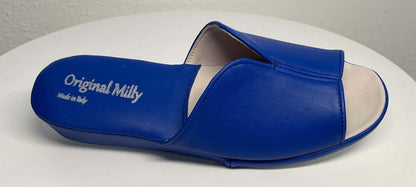 Original Milly 0120 Nappa Blu (PelleTop) Ciabatta da camera Donna