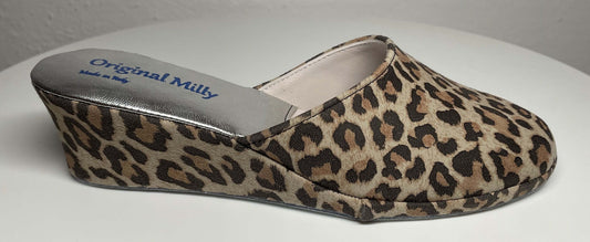 Original Milly 9001 Camoscio Leopardo (PelleTop) Ciabatta da camera donna