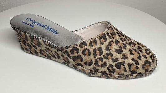 Original Milly 9001 Camoscio Leopardo (PelleTop) Ciabatta da camera donna