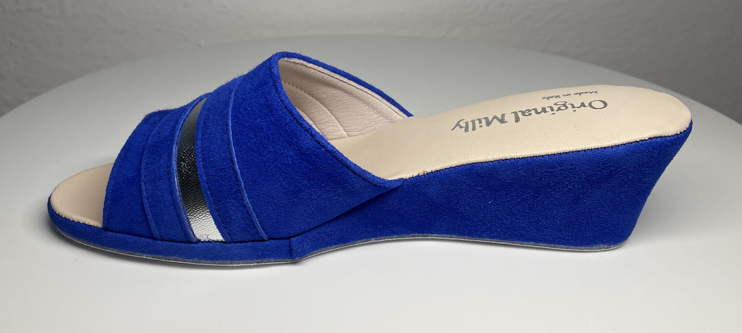 Original Milly 0076 Camoscio Blu (PelleTop) Ciabatta da camera Donna