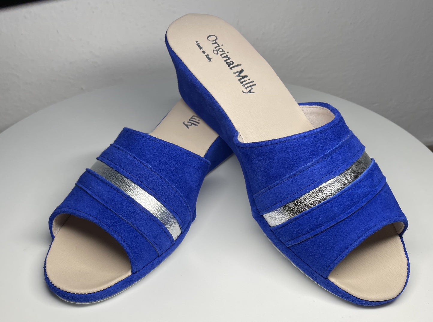Original Milly 0076 Camoscio Blu (PelleTop) Ciabatta da camera Donna