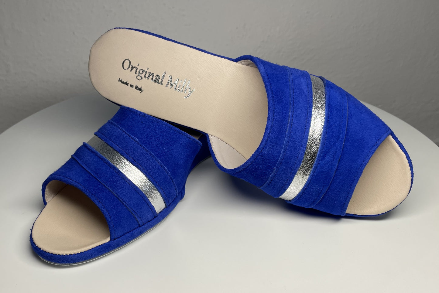 Original Milly 0076 Camoscio Blu (PelleTop) Ciabatta da camera Donna