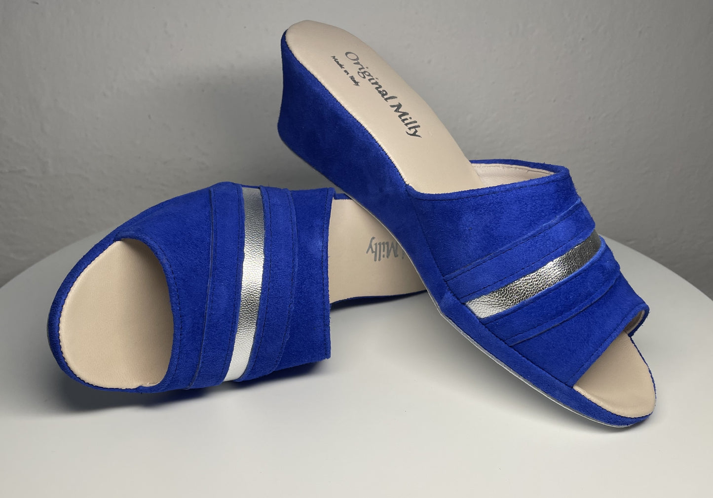 Original Milly 0076 Camoscio Blu (PelleTop) Ciabatta da camera Donna