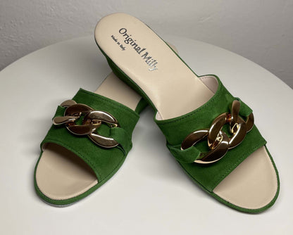 Original Milly 105 Camoscio Verde (PelleTop) Ciabatta da camera donna