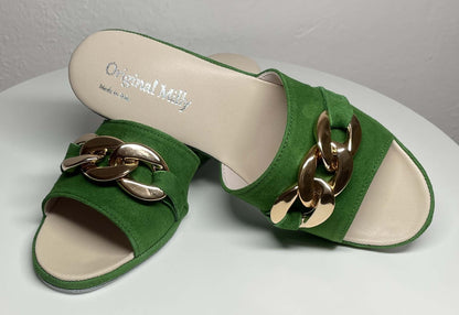 Original Milly 105 Camoscio Verde (PelleTop) Ciabatta da camera donna