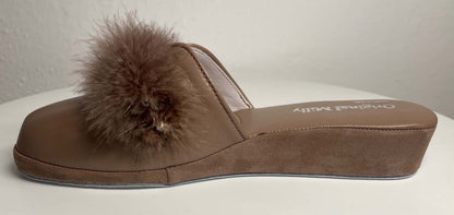 Original Milly 0303 Nappa Taupe (PelleTop) Ciabatta da camera Donna
