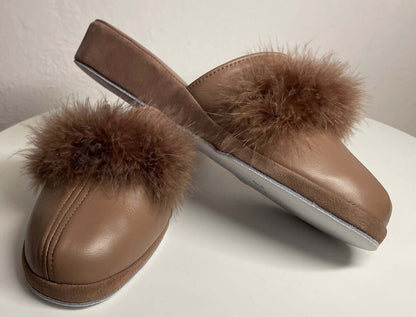Original Milly 0303 Nappa Taupe (PelleTop) Ciabatta da camera Donna