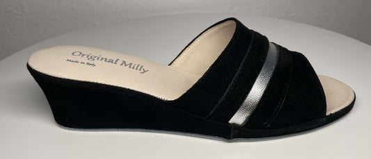 Original Milly 0076 Camoscio Nero (PelleTop) Ciabatta da camera Donna