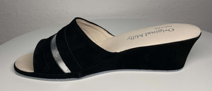 Original Milly 0076 Camoscio Nero (PelleTop) Ciabatta da camera Donna