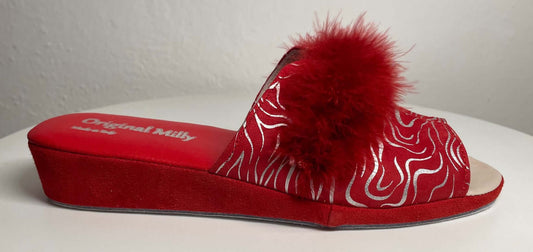 Original Milly 0302 Zebrato Rosso (PelleTop) Ciabatta da camera Donna