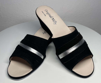 Original Milly 0076 Camoscio Nero (PelleTop) Ciabatta da camera Donna