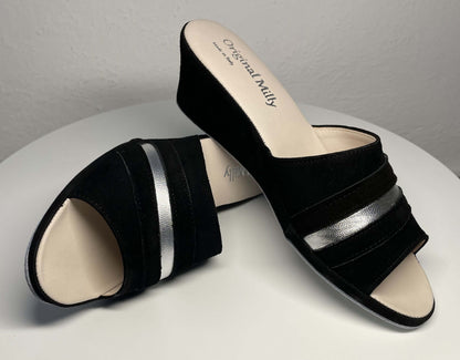 Original Milly 0076 Camoscio Nero (PelleTop) Ciabatta da camera Donna