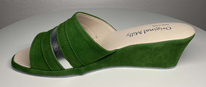 Original Milly 0076 Camoscio Verde (PelleTop) Ciabatta da camera Donna