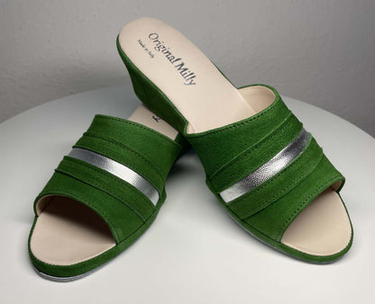 Original Milly 0076 Camoscio Verde (PelleTop) Ciabatta da camera Donna