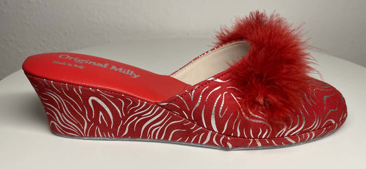 Original Milly 0310 Zebrato Rosso (PelleTop) Ciabatta da camera Donna