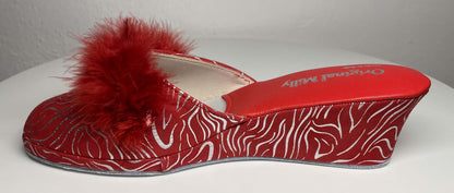 Original Milly 0310 Zebrato Rosso (PelleTop) Ciabatta da camera Donna