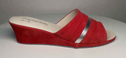 Original Milly 0076 Camoscio Rosso (PelleTop) Ciabatta da camera Donna