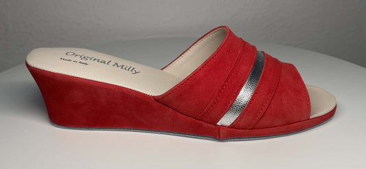 Original Milly 0076 Camoscio Rosso (PelleTop) Ciabatta da camera Donna