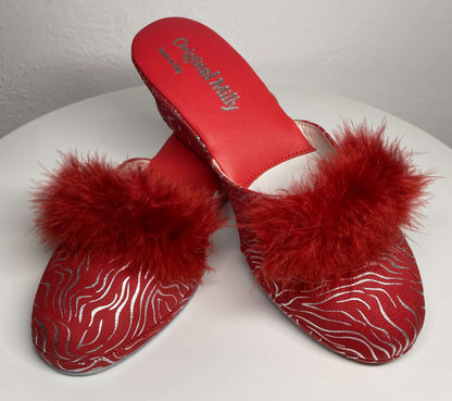 Original Milly 0310 Zebrato Rosso (PelleTop) Ciabatta da camera Donna