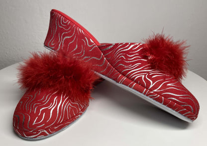 Original Milly 0310 Zebrato Rosso (PelleTop) Ciabatta da camera Donna