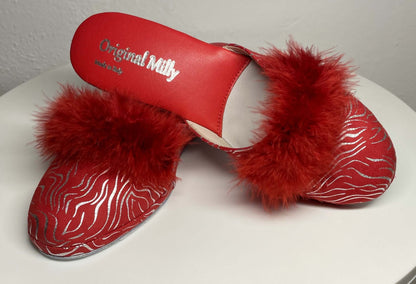 Original Milly 0310 Zebrato Rosso (PelleTop) Ciabatta da camera Donna