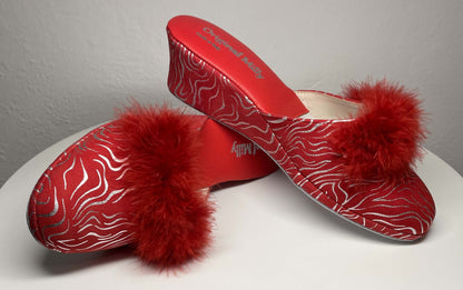 Original Milly 0310 Zebrato Rosso (PelleTop) Ciabatta da camera Donna