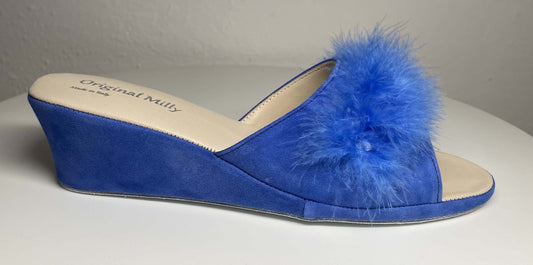 Original Milly 102 Camoscio Blu (PelleTop) Ciabatta da camera donna
