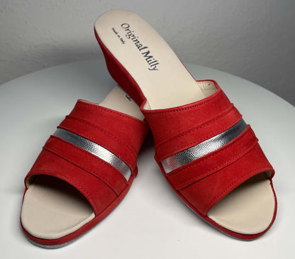 Original Milly 0076 Camoscio Rosso (PelleTop) Ciabatta da camera Donna