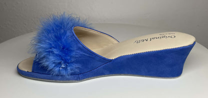 Original Milly 102 Camoscio Blu (PelleTop) Ciabatta da camera donna