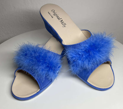 Original Milly 102 Camoscio Blu (PelleTop) Ciabatta da camera donna