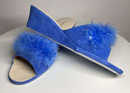 Original Milly 102 Camoscio Blu (PelleTop) Ciabatta da camera donna